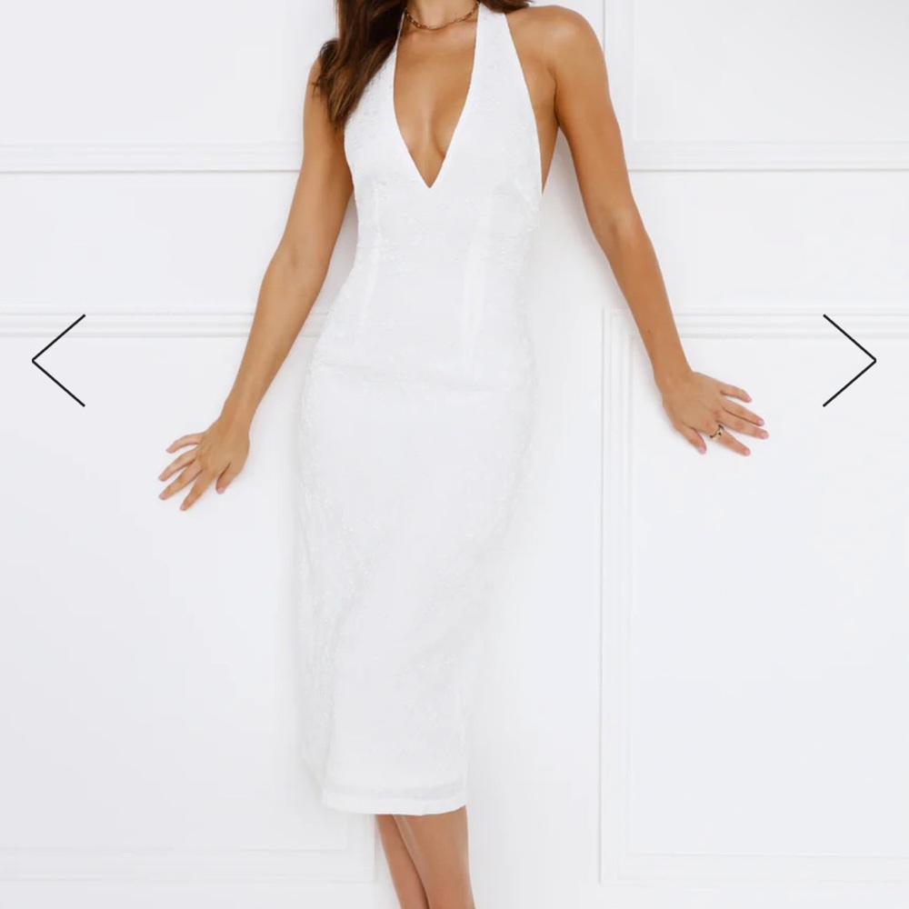 Hello Molly white lace halter dress
